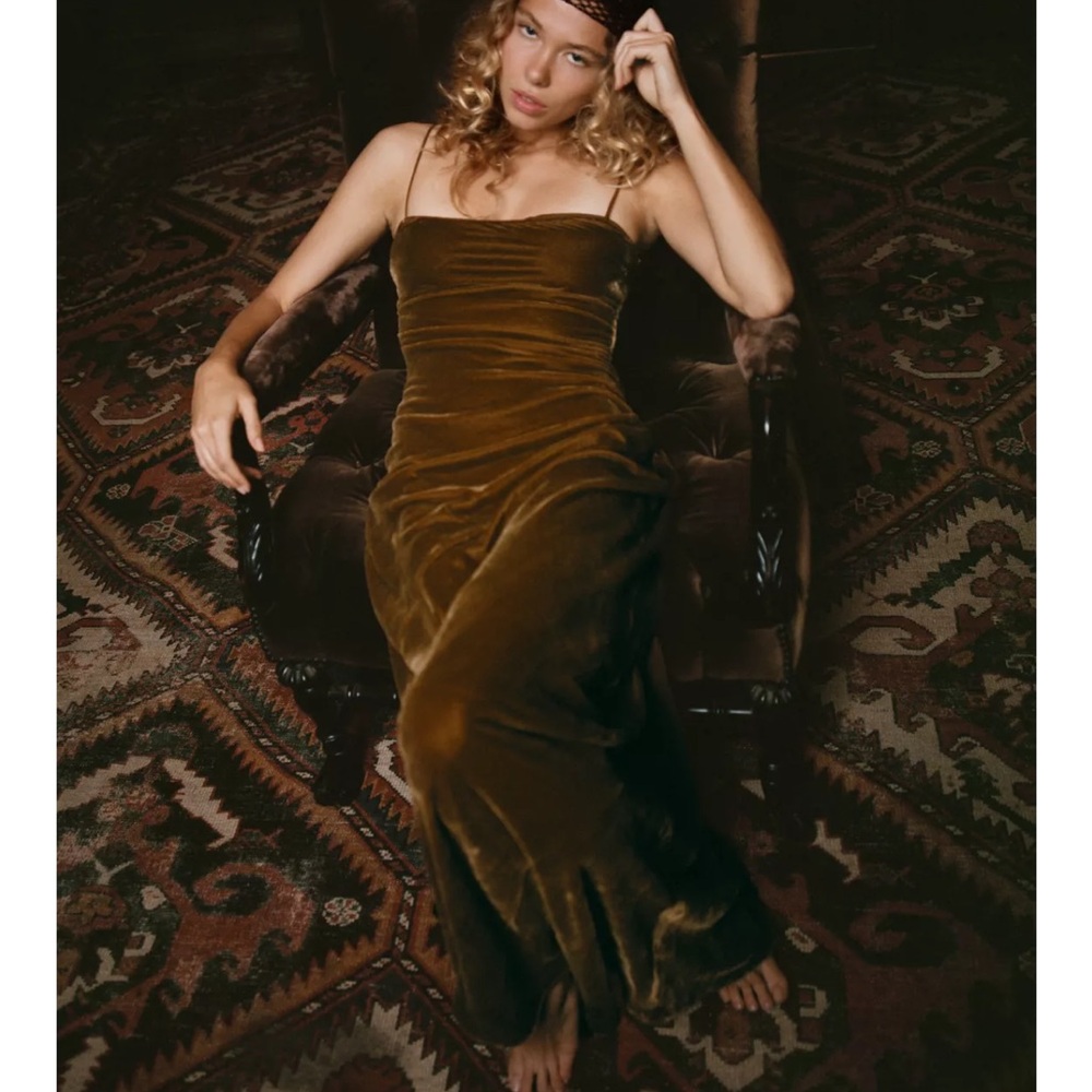 Zara DRAPED VELVET LONG DRESS